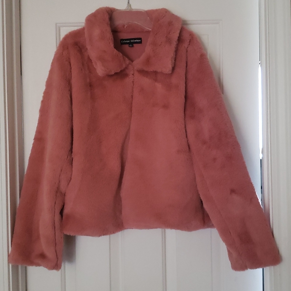 Woman's Pink (Blush) Faux Fur Coat Jacket Size M